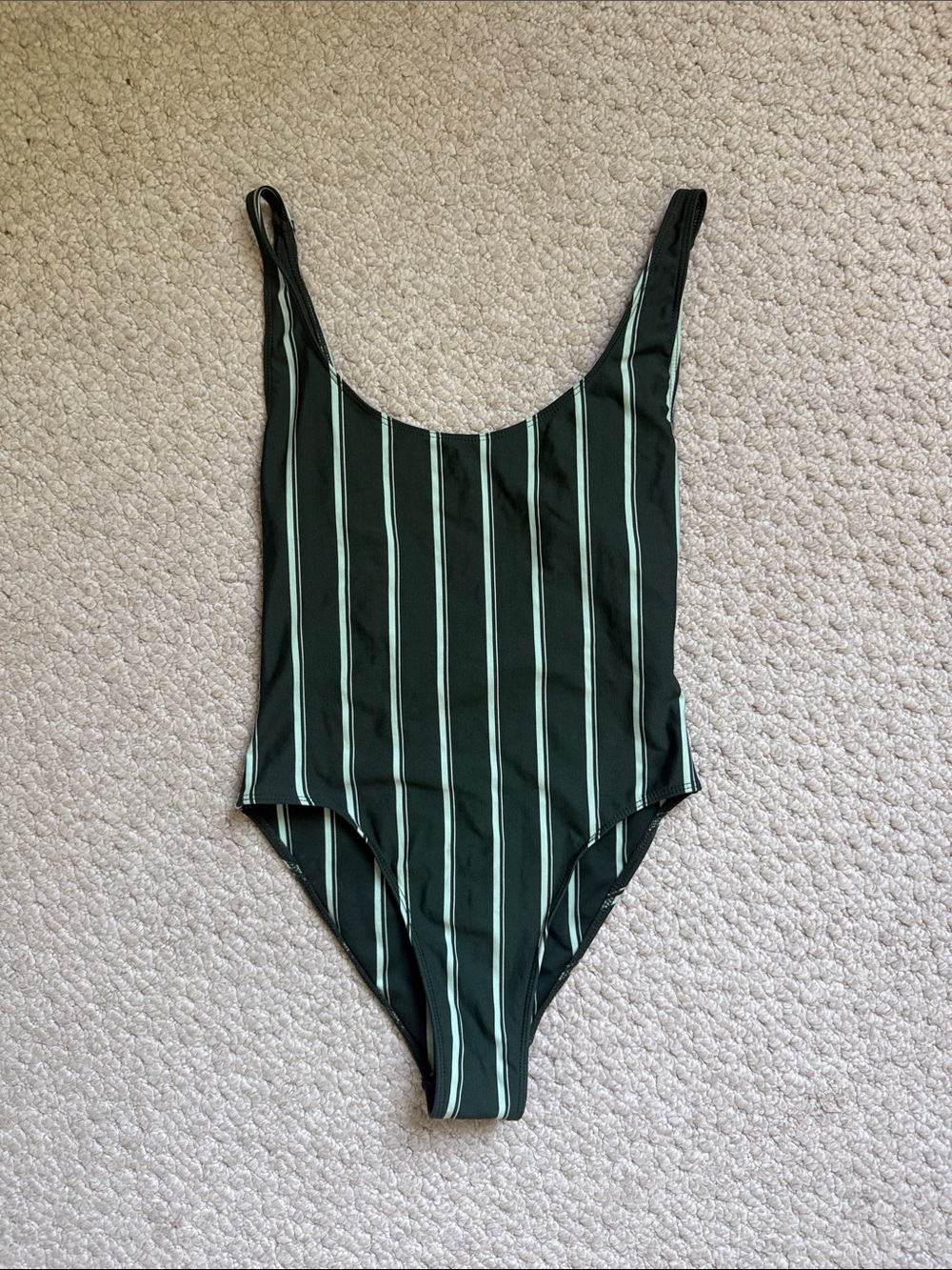 Zara Green Striped Green One-Piece Swimsuit XS